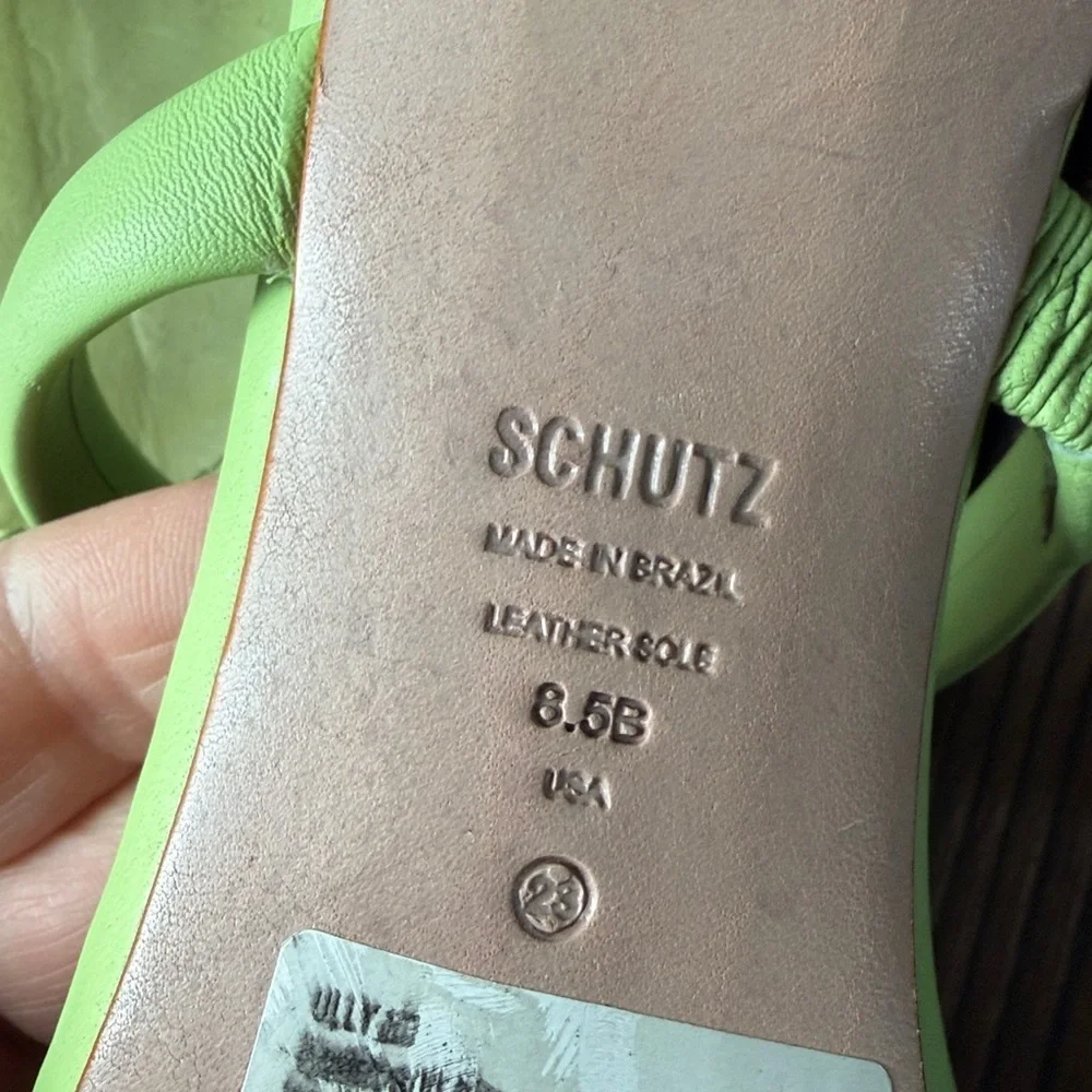 SCHUTZ Lime Green Uly Lo Heeled Sandals